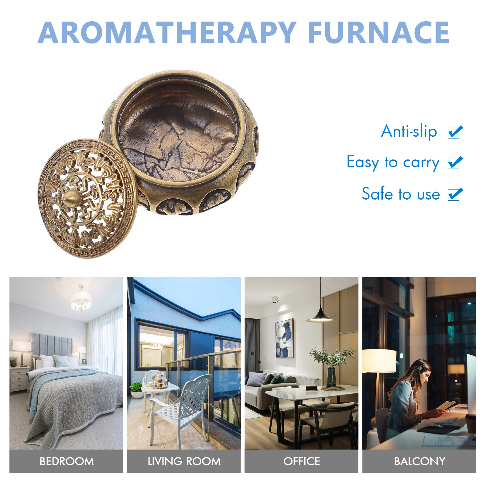 

Incense Burner Bowl Chinese Censer Holder Exquisite Aroma Burner Meditation Relaxation Gift Family Friends Home Decor