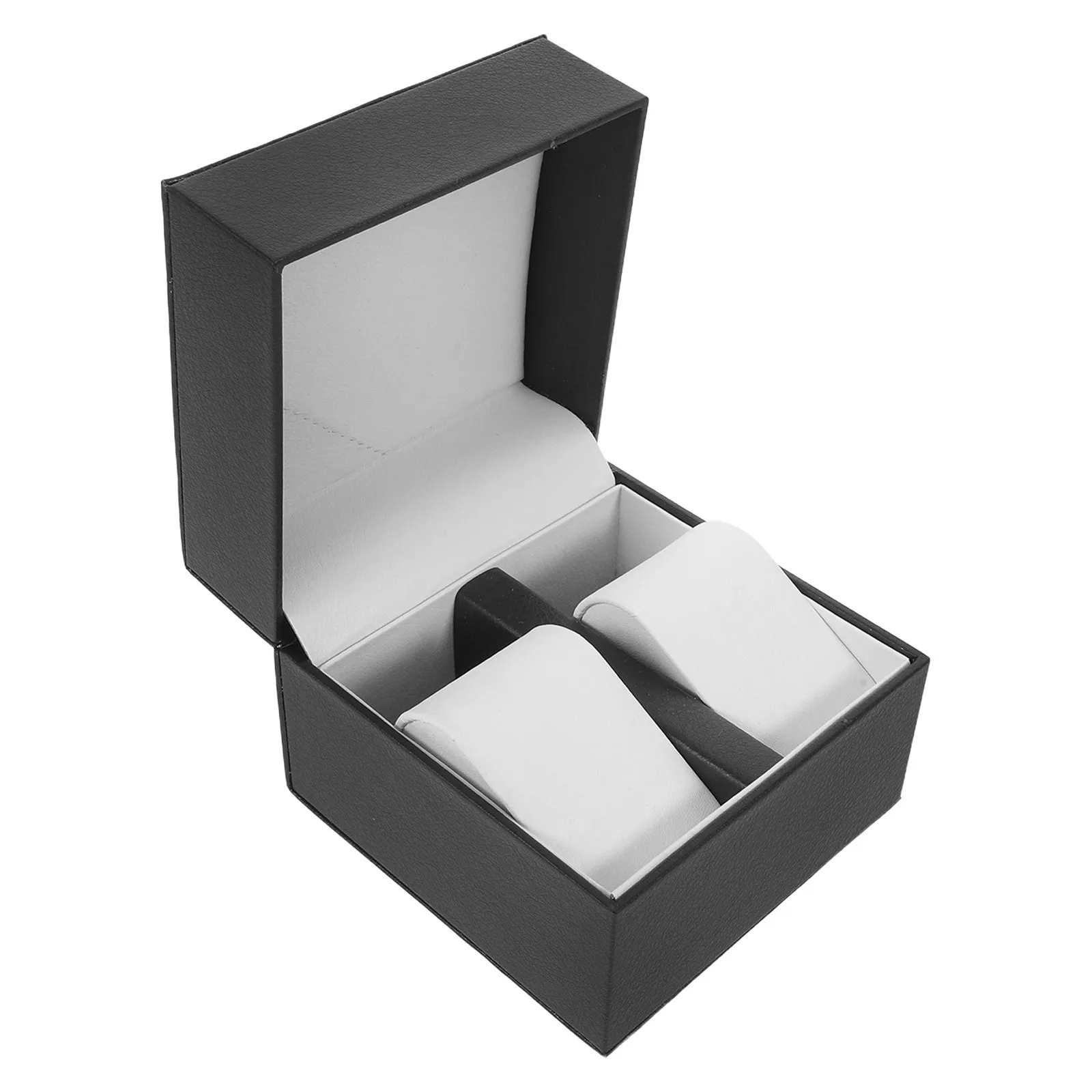 Black PU Double Watch Travel Case Compact Portable Watch Box Display Holder for Men Organizer Gift Bangle Holder