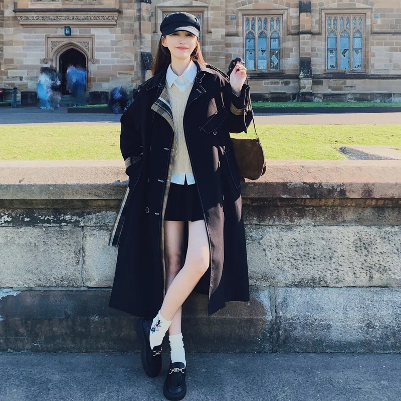 SuperAen 2025 Frühling und Herbst Neue Koreanische Design Lange Lose Trenchcoat Frauen