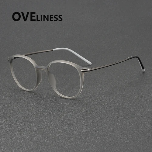 Imagen 2 del producto Montura de gafas de acetato de titanio para hombre, monturas de gafas redondas Retro Vintage para mujer, gafas completas para hombre 2025