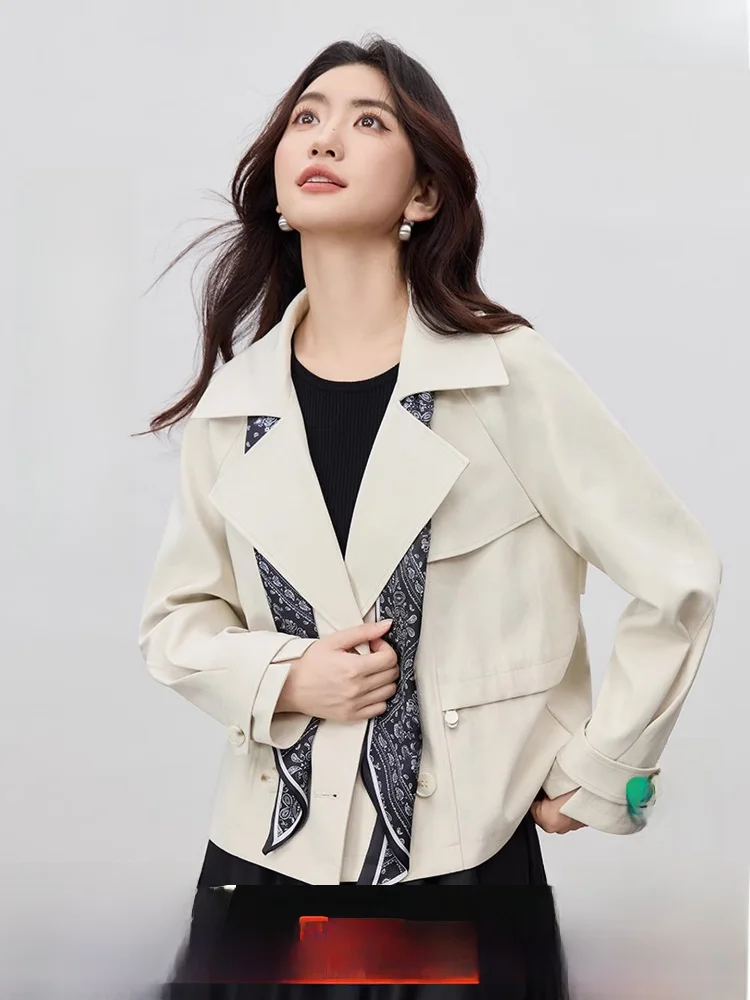 

Женское пальто-жакет весна 2026: Новинка в британском стиле, для офиса, с отложным воротником, на двух пуговицах, с эффектом утяжки талии