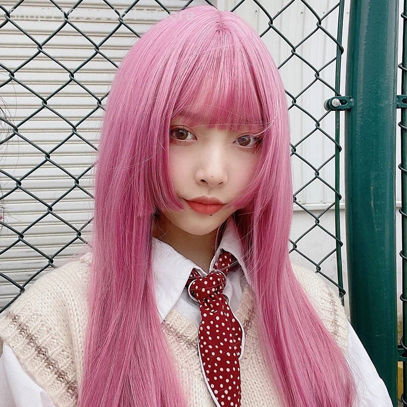ยาวธรรมชาติตรงวิกผมโลลิต้าบางคอสเพลย์ปาร์ตี้ฮาโลวีนคริสต์มาสฮาราจูกุวิกผม