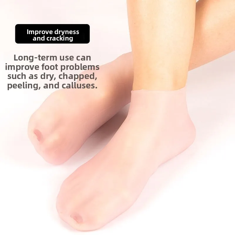 Un par de calcetines hidratantes de Gel de silicona para hidratar la piel agrietada, lubricación, cuidado, masaje de pies, guantes hidratantes para manos