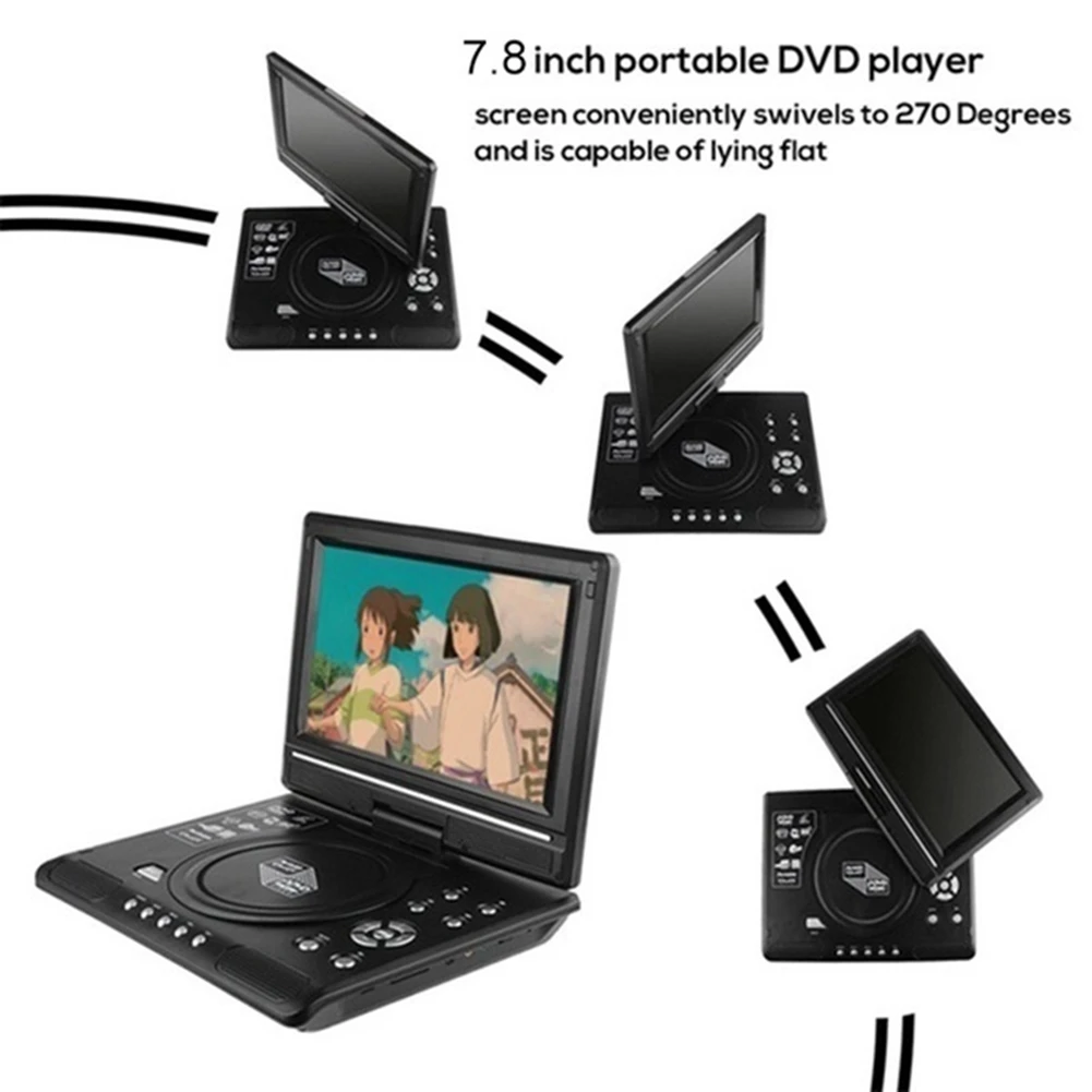مشغل DVD للسيارة منزلي محمول جديد مقاس 7.8 بوصة HD VCD CD MP3 HD EVD مع وظيفة التلفزيون/FM/USB/اللعبة-قابس الاتحاد الأوروبي