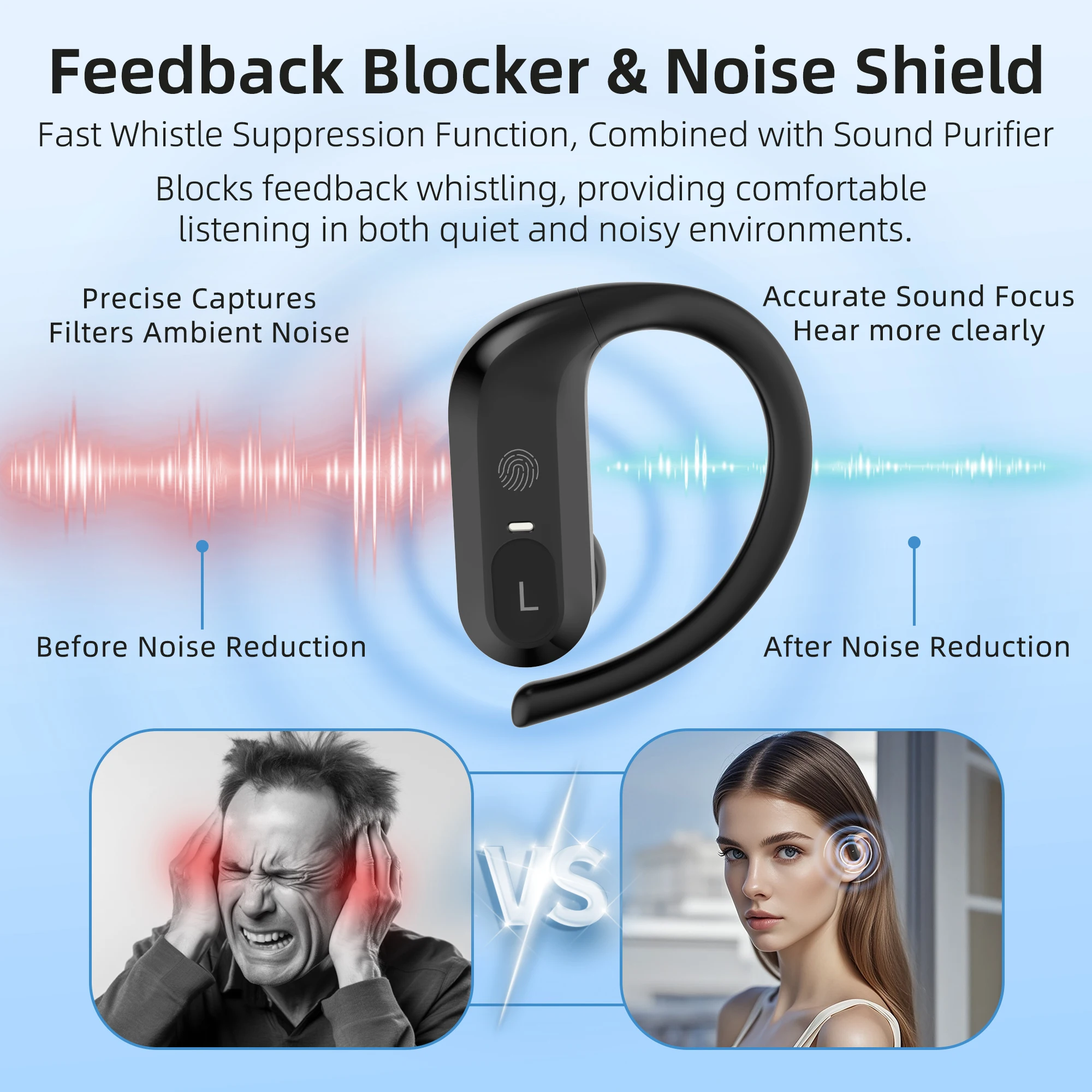 TingDJ مضخم السمع واضح الصوت وظيفة مكافحة فقدان ارتداء بدلة مريحة لخسارة السمع خفيفة إلى معتدلة EN-A21