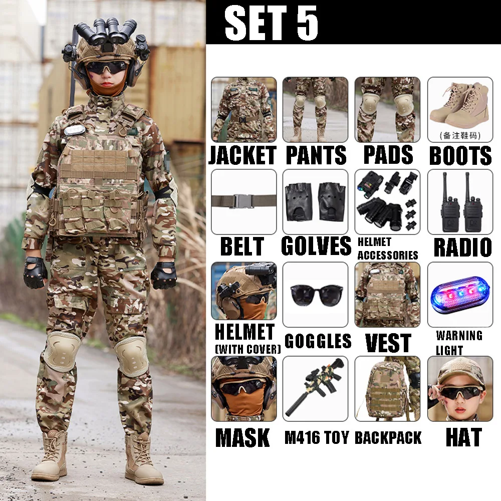 

Kids Military Tactical Training Outfit Set Children's Camouflage Suit Soldier Costumes for Kids Special Forces Costume for Kids