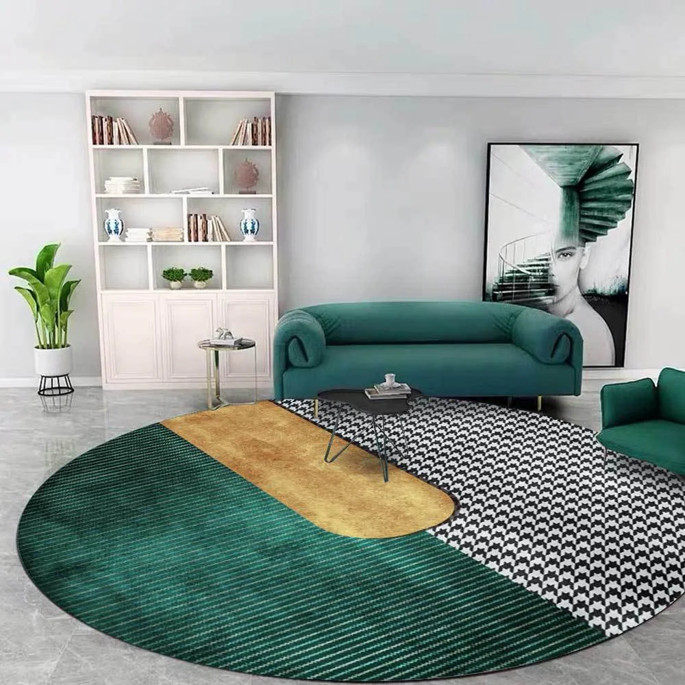 Light Luxury Rugs for Bedroom Dark Green Round Carpets Living Room Decoration Carpet Cloakroom Lounge Rug Home Decor Chair Mat