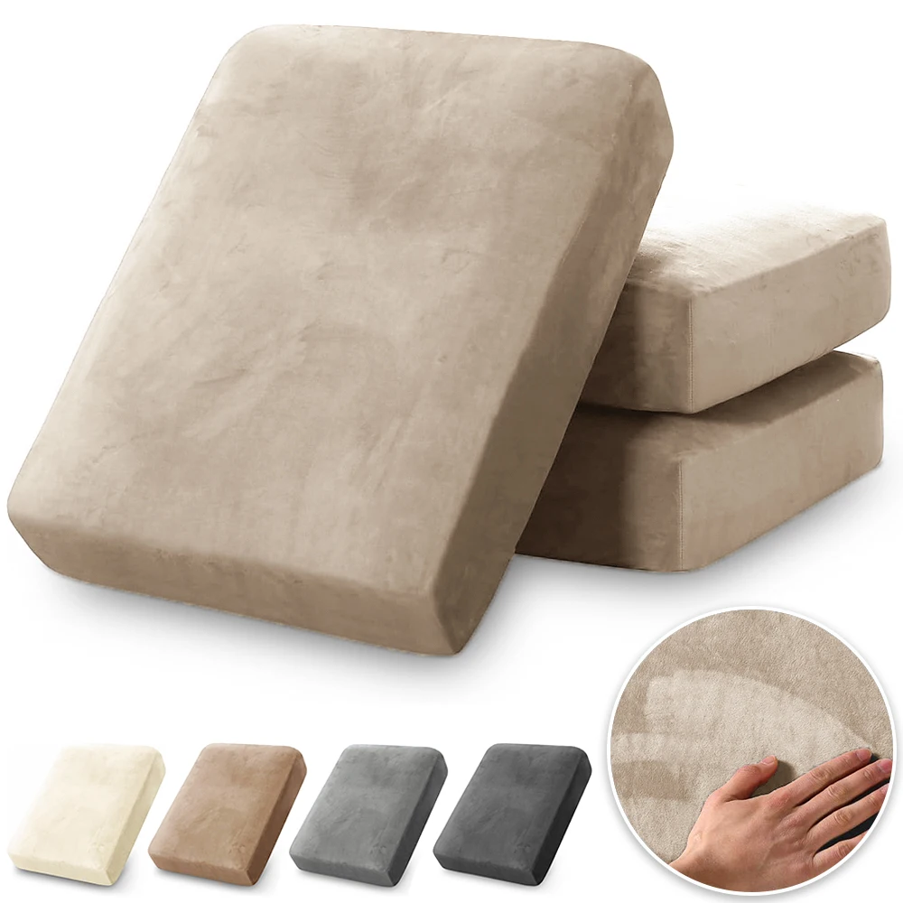 1pc Velvet Sofa Seat Cushion Cover Stretch Washable Removable Sofa Cover Living Room 1/2/3/4 Seat Couch Protector Home Decor