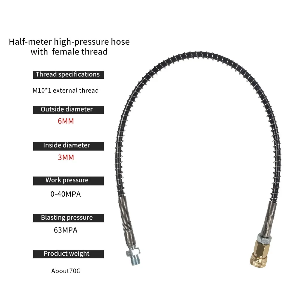 1Pc エアホース高圧ホース 50 センチメートル 1.64ft M10 × 1 63mpa 空気出口パイプコネクタ空気圧縮機エアポンプアクセサリー