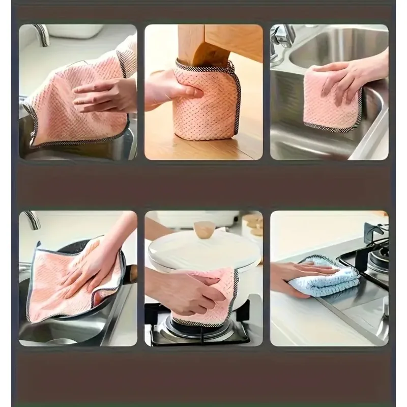 5/10 قطعة مناشف المطبخ متعددة الألوان ماصة الملابس التنظيف المنزلي الخرق المرجان الصوف منصات لأدوات المائدة كونترتوب #6