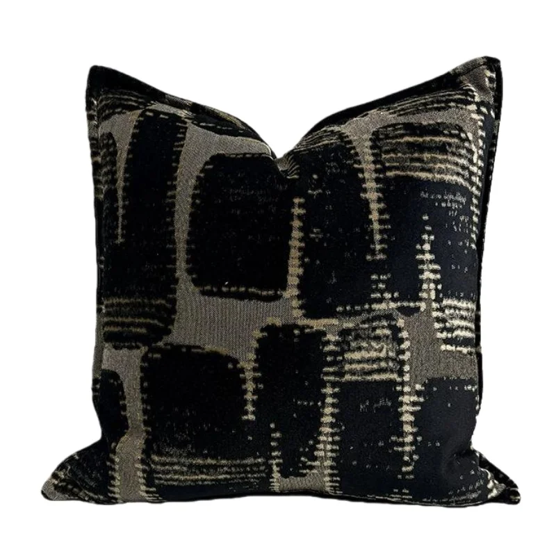Luxury Modern Abstract Throw Pillow Cover Textured Geometric Velvet Cushion Case Metallic Accents Decorative Pillow For Sofa