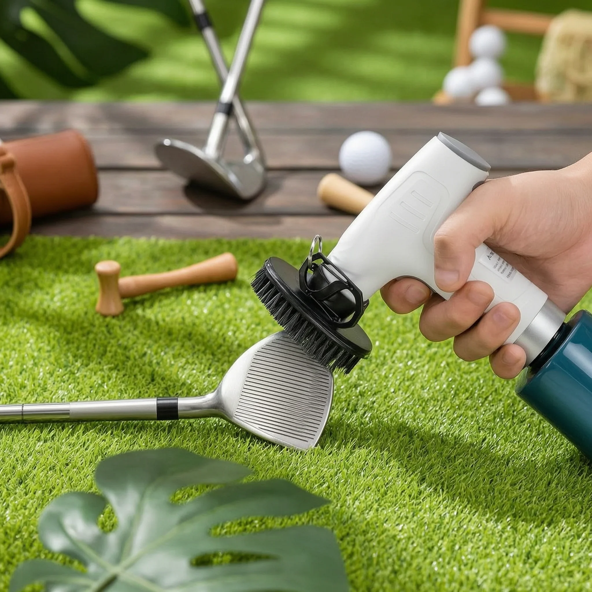 Water Spray Golf Brush Handheld Golf Club Cleaning Brush Pistol Handle Bristled