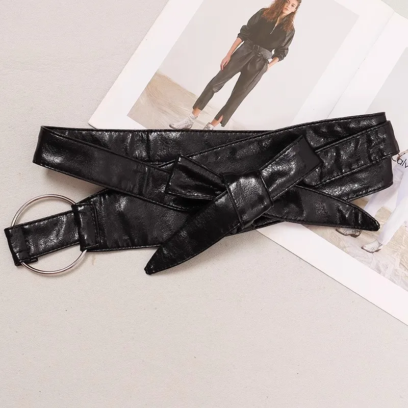 여성 패션 특허 PU 가죽 Cummerbunds 여성 드레스 코르셋 허리띠 벨트 장식 와이드 벨트 R2717