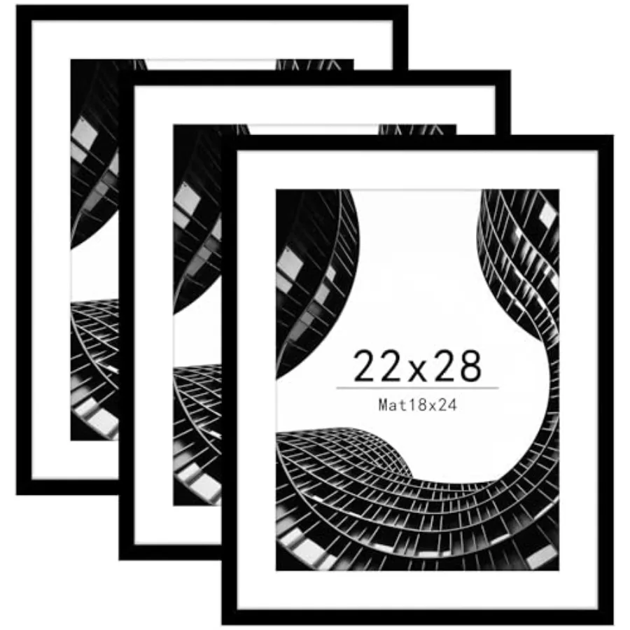 

Picture Frame Set of 3, Display Pictures 18x24 with Mat or without Mat, Poster Frame for Wall Mounting Display