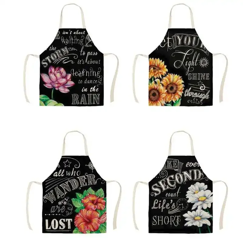 Floral Pattern Customizable Aprons Women's Kitchen Apron Hairdresser Cooking Accessories Waterproof Household Cleaning Tools