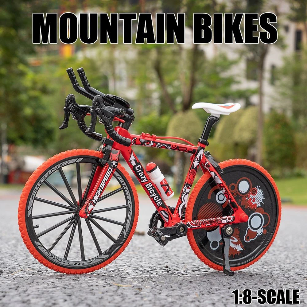 1:8 Diecast Bicycle Alloy Mountain Bike Metal Toy Car Ornaments Simulation Sport Bike Racing Car Toy Kids Collection Boys Gift