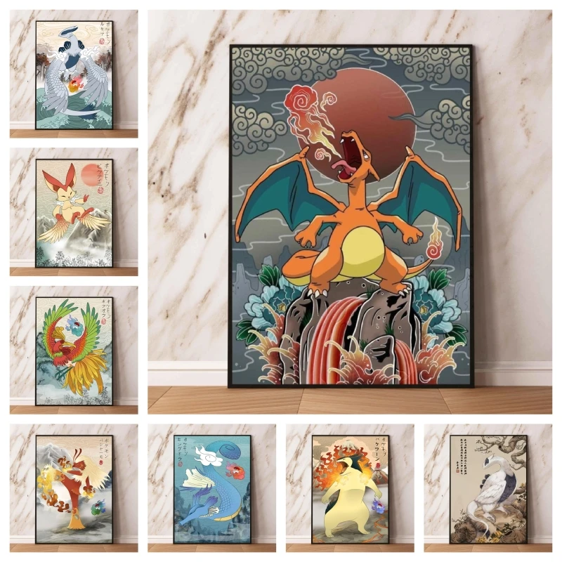 

Canvas Wall Art Pokemon Charizard Hanging Decoration Paintings Birthday Gifts Modern Living Room Comics Pictures Classic