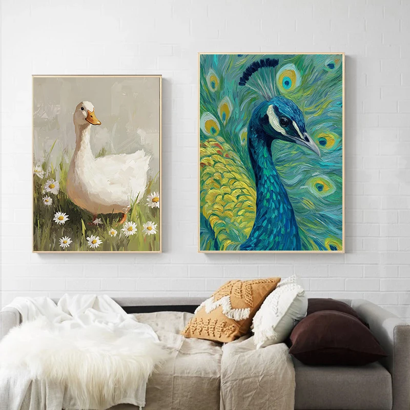 Goose & Tulips – Vintage Spring Wildflower Swan Frameless Canvas for Rustic Farmhouse Home Decor 2026