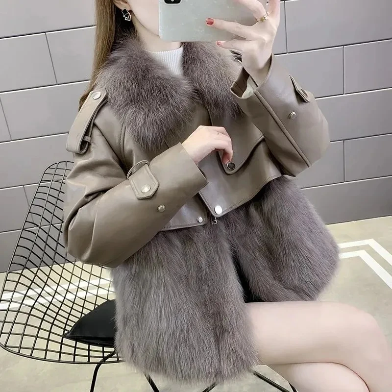 Winter Warm Thicken Fur Coat Women\'S Fashion Short Coat 2024 Women Loose Fox Fur Plush Coat Female Winter Jacket Fur Coat