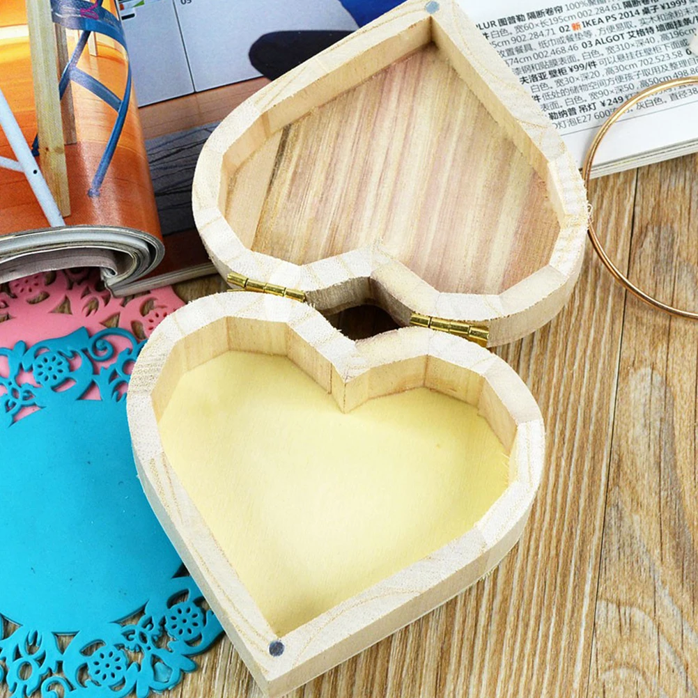 

2Pcs Heart Shape Wooden Boxes High Grade Texture Jewelry Storage Gift Container Perfect for Bracelet Valentine Day Mini Keepsake