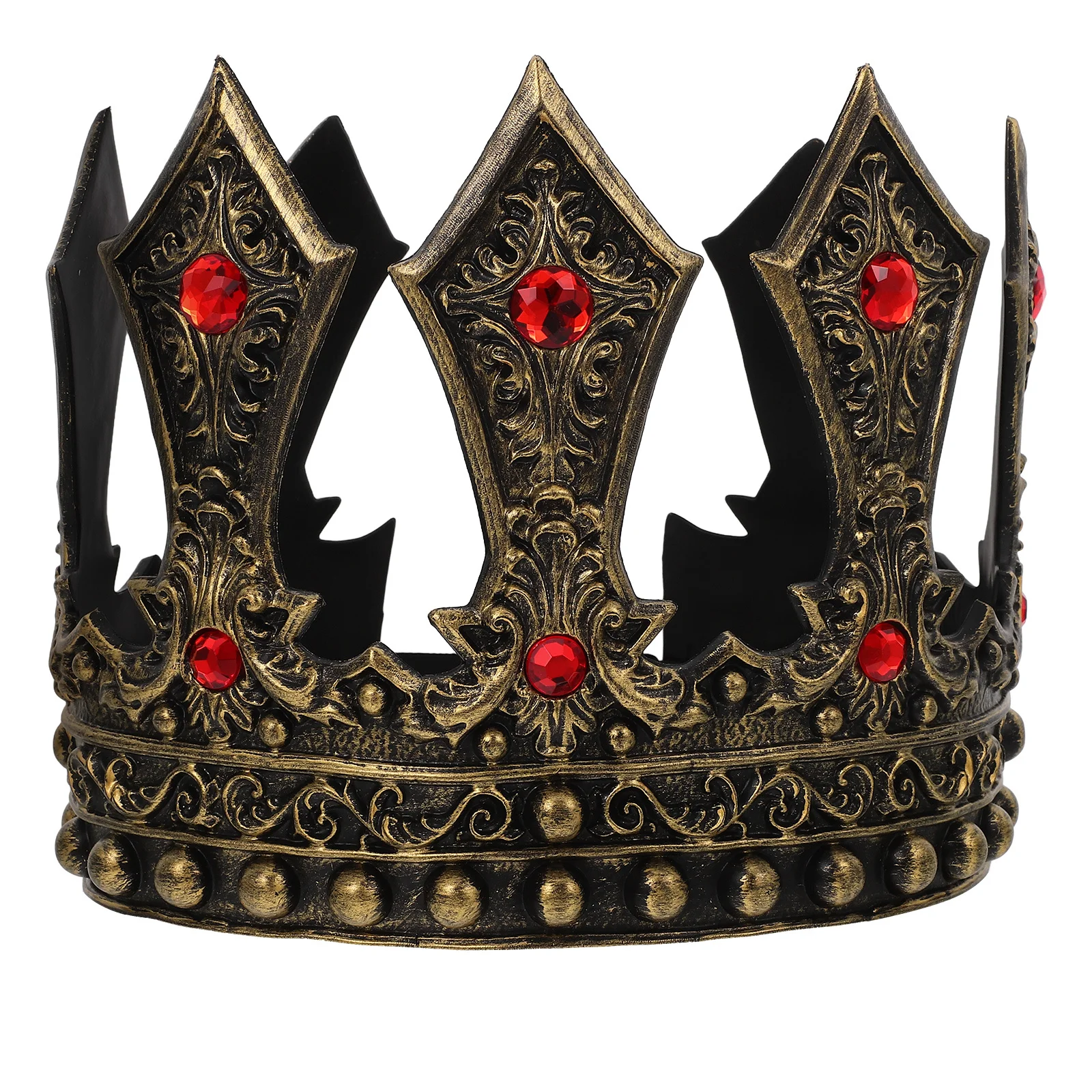 Rhinestone King Crown Adjustable Costume Headdress For Men Boys Birthday Halloween Cosplay Party Medieval Accessory
