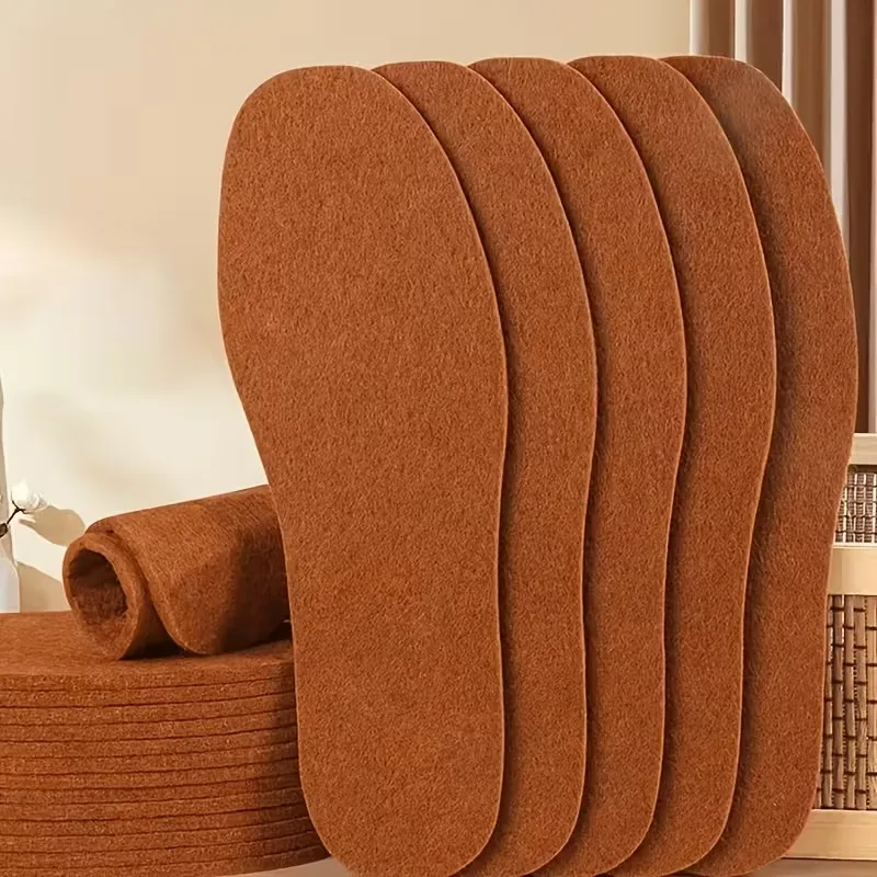 5-20Pairs Thermal Insoles Thick Wool Felt Moisture Proof for Outdoor Camping Hiking Travel Winter Cold Weather Foot Warmth