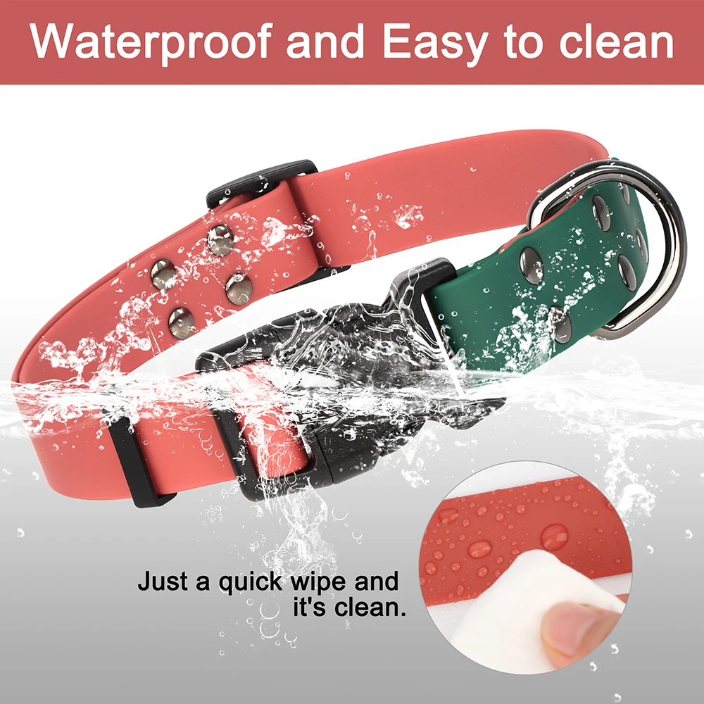 Waterproof Dog Collar PVC Pet Swimming Collars Anti Dirty Easy Clean Dog Rubber Collars For Small Medium Large Dogs Cats Pug