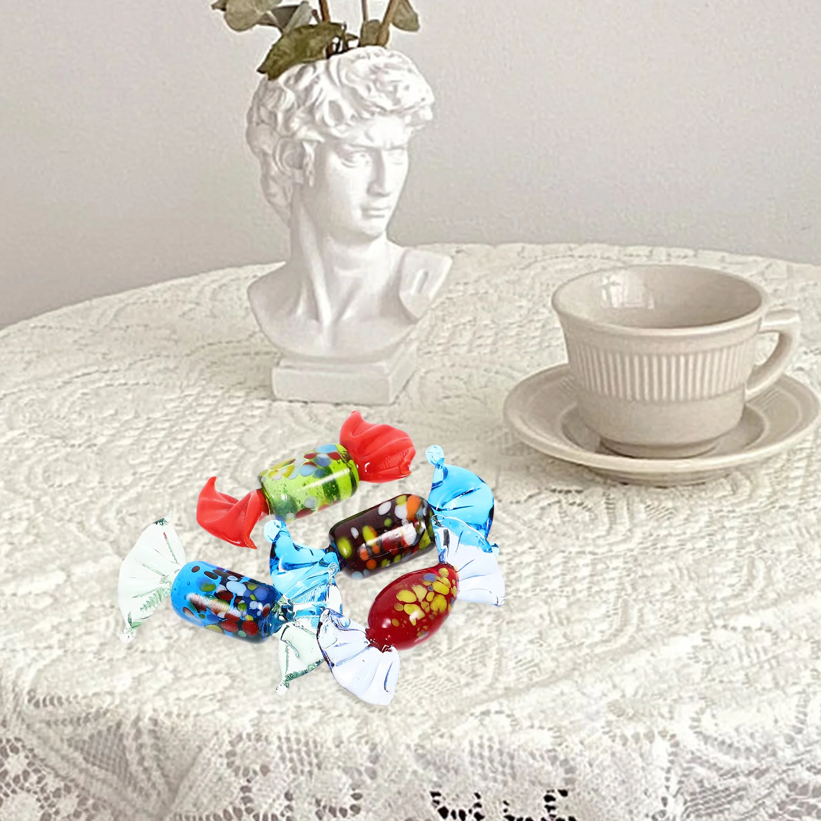 

5Pcs Candy Decorations Glass Cartoon Sweets Ornaments for Living Room Bedroom Wedding Decor Glass Candy Decorations