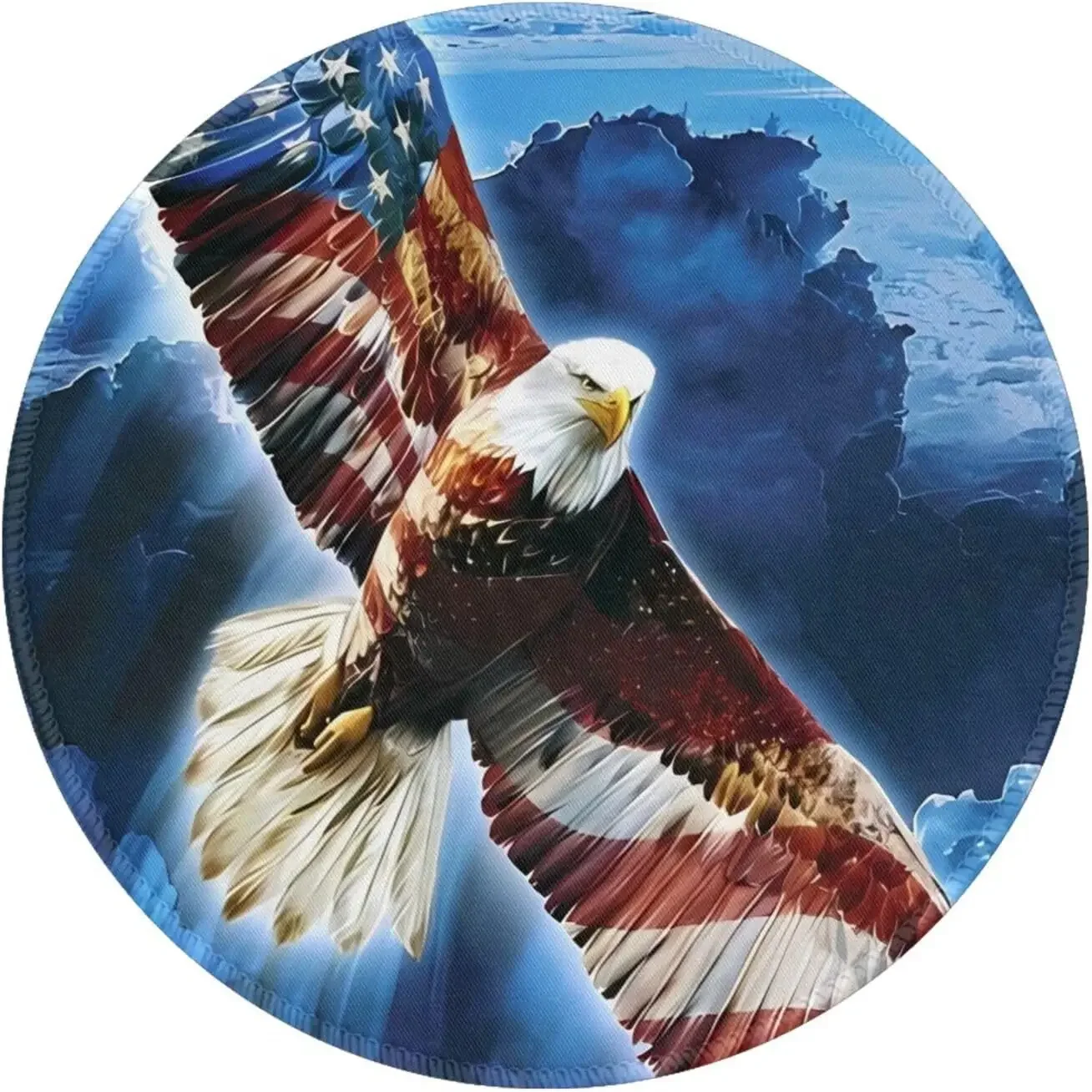 American Eagle Round Mouse Pad Non-Slip Rubber Gaming Mousepads  with Stitched Edges for Laptop Computers Office 7.9X 7.9inch
