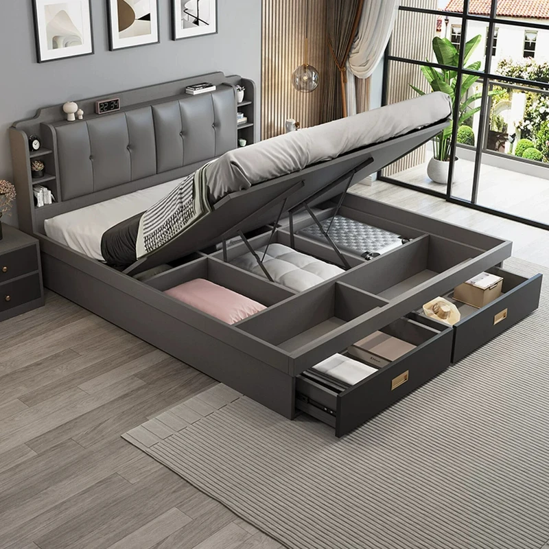 Full Modern Bed Bedroom Double Sleeping Queen Headboards Luxury Simple Bed Design European Letto Matrimoniale Home Furniture
