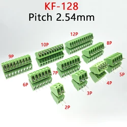 10pcs KF128 conector de placa PCB para cables pequeños 2,54 mm espaciado 2/3/4/5/6/7/9/10/12 placa de terminales de tornillo de pino Cable 26-18AWG