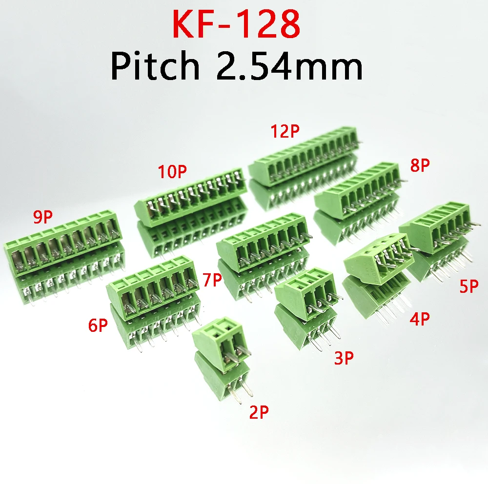 10 sztuk KF128 Mini Terminal złącze płytki drukowanej dla przewodów 2.54mm skok 2/3/4/5/6/7/9/10/12Pin śrubowy blok zacisków 26-18AWG kabel