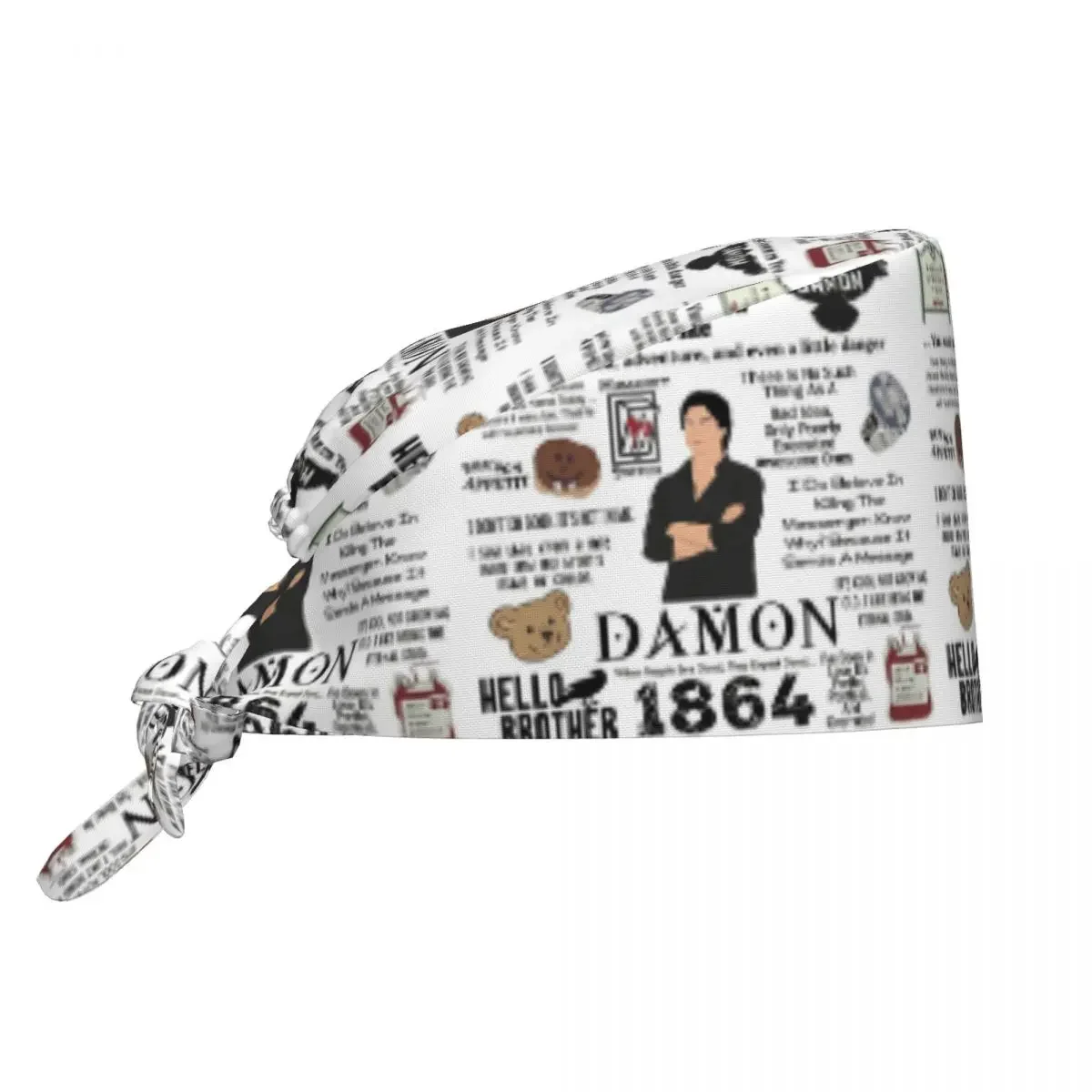 The Vampire Diaries Damon Salvatore TV Series Scrub Hat Doctor Working Surgical Cap Men Women Nursing Caps for Dentist