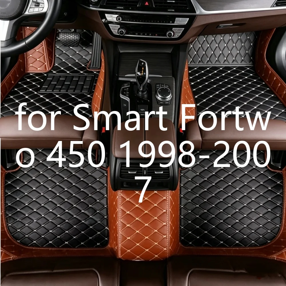 Premium Vollflächige Autofußmatten für Smart Fortwo 450 1998-2007 2-Sitzer PU-Leder Wasserdicht Rutschfest Allwetterschutz Auto-Innenraum-Bodenschutz 9367