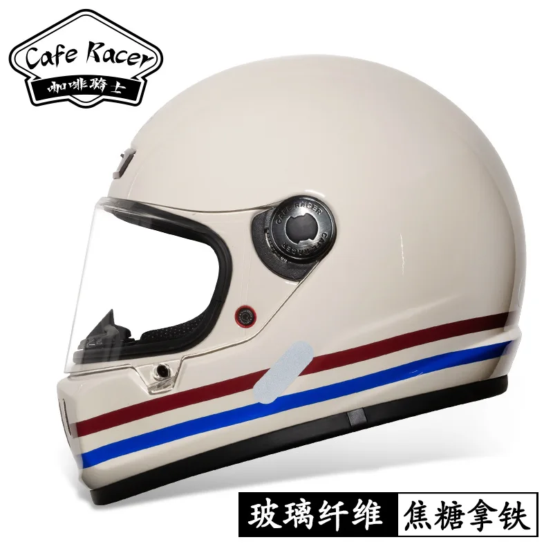 

FASEED Coffee Rider винтажный полный шлем из углеродного волокна V8 круизный мотоцикл для мужчин и женщин, большие размеры 4XL, четыре сезона