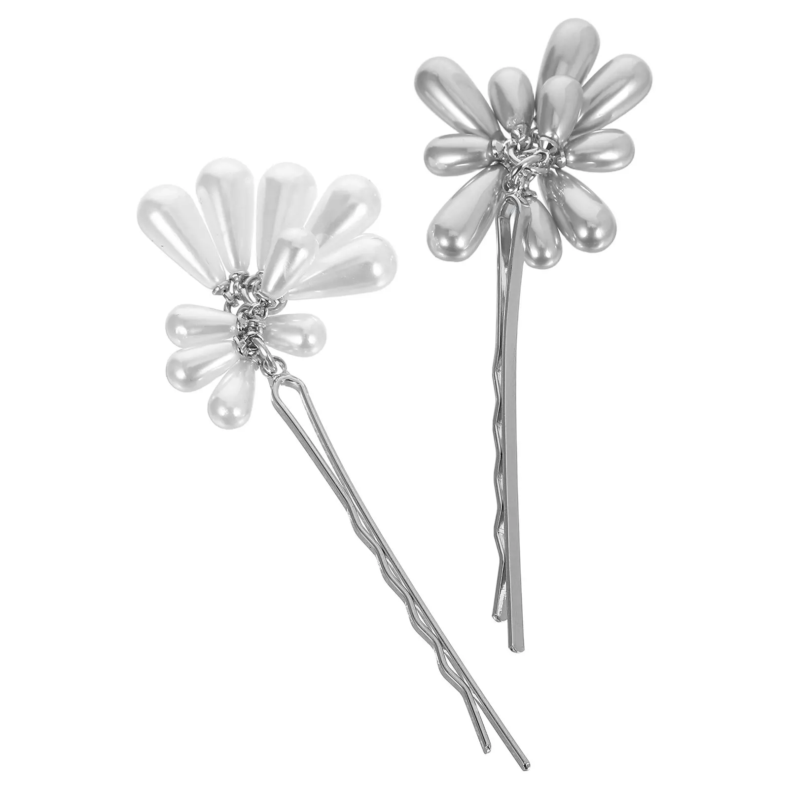 

2pcs Beaded Hair Clips Metal Barrettes Pearl Decor Stylish Hair Accessories For Women Daily Wear Wedding Bridesmaid Hairstyling