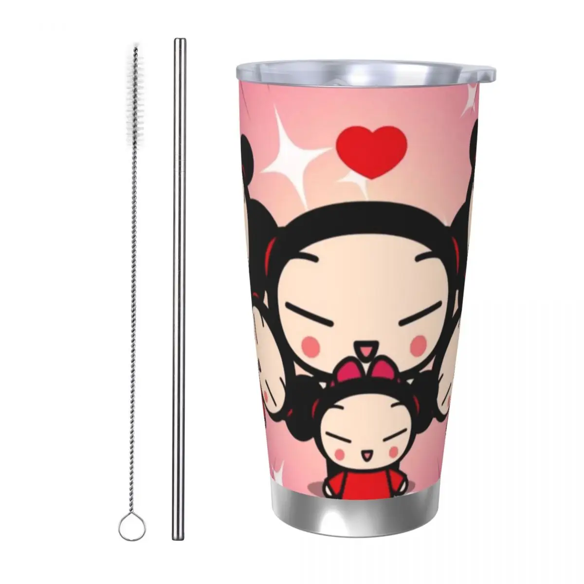 Cute Cartoon Pucca 20oz Stainless Steel Insulated Thermal Coffee Car Cup Cold Hot Mugs Vacuum Flask