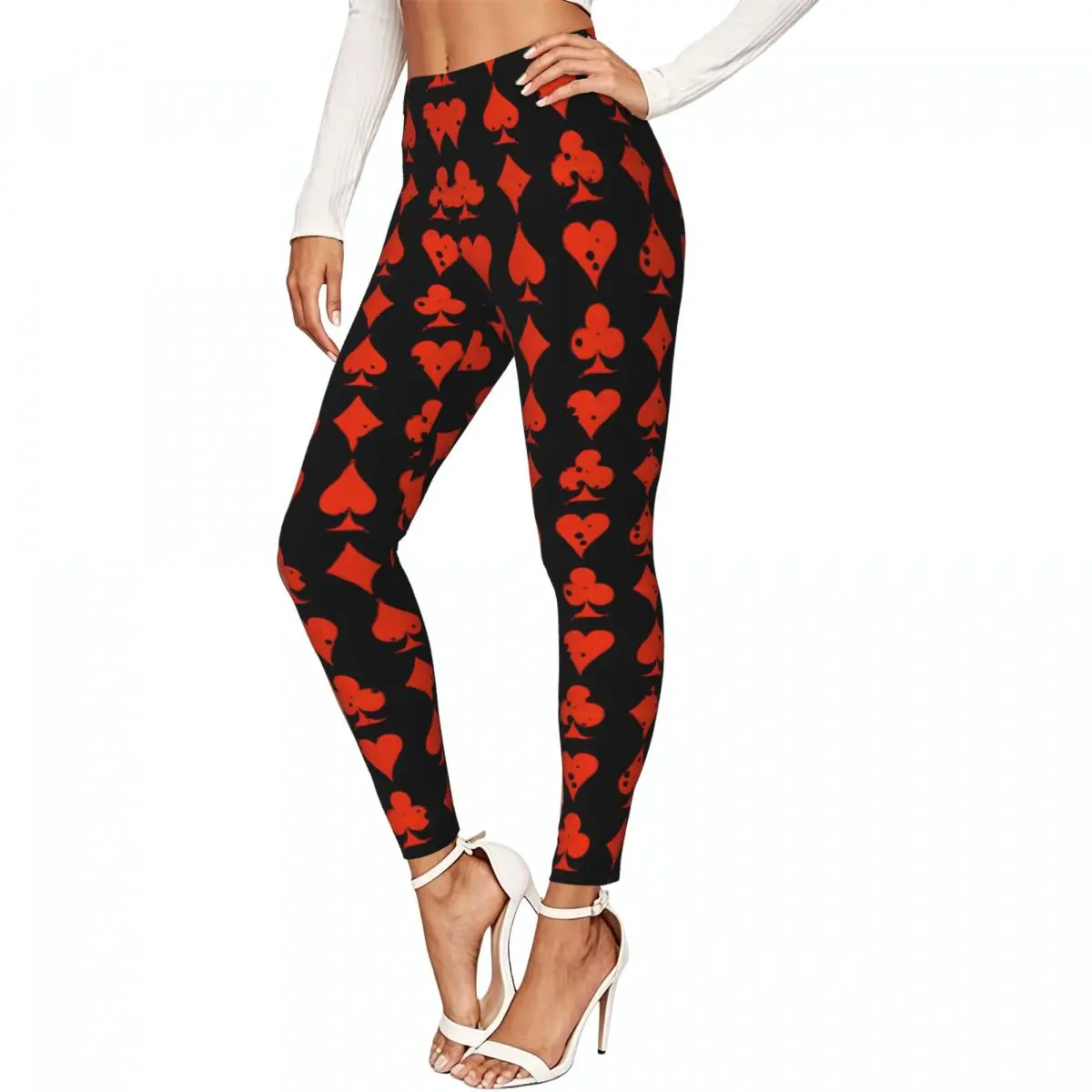 Grunge Playing Card Women Leggings High Waisted Stretch Tights Workout Running Pants