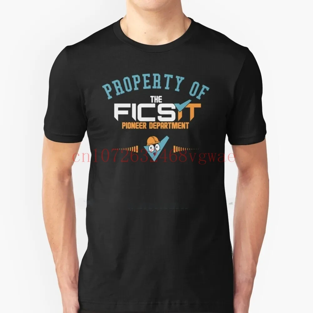 

Футболка из 100% хлопка Property Of The Ficsit Department Pioneer Department Ficsit Satisfactory, проверка эмблемы с крутым логотипом