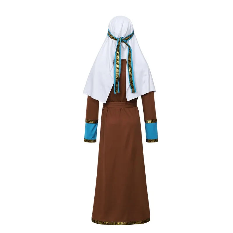 Halloween Cosplay Costume Shepherd Elder Robe Headscarf Belt Suits Easter Theme Party Role Playing Outfits for Boys Girls
