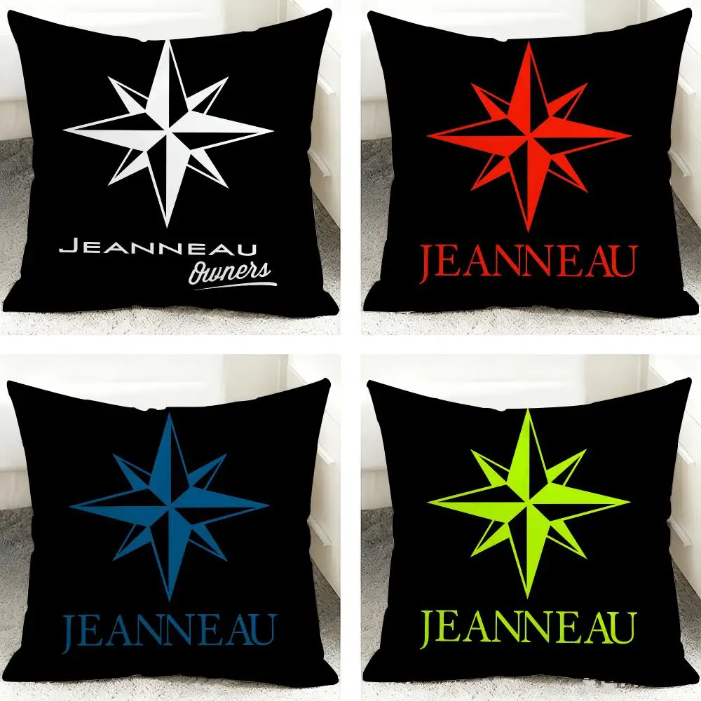 J-Jeanneau Yacht LOGO Cushion Cover 40x40cm Square Decorative Sofa Cushion Cover Bedroom Living Room Home Decor Gift