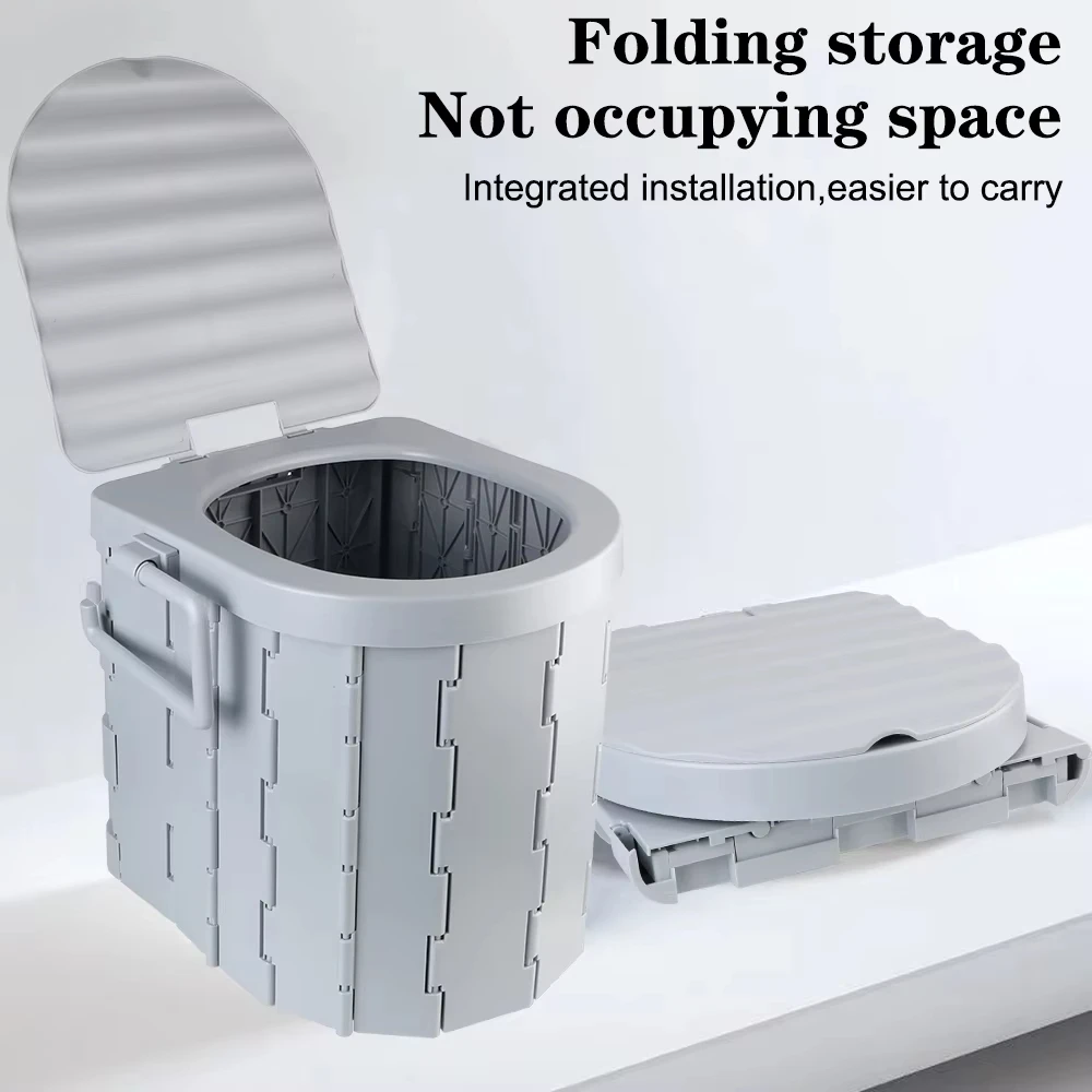 

Travel Bucket Toilet Seat Portable Folding Toilet with Lid Emergency Toilet Car Folding Lightweight Toilets Camping Toilet
