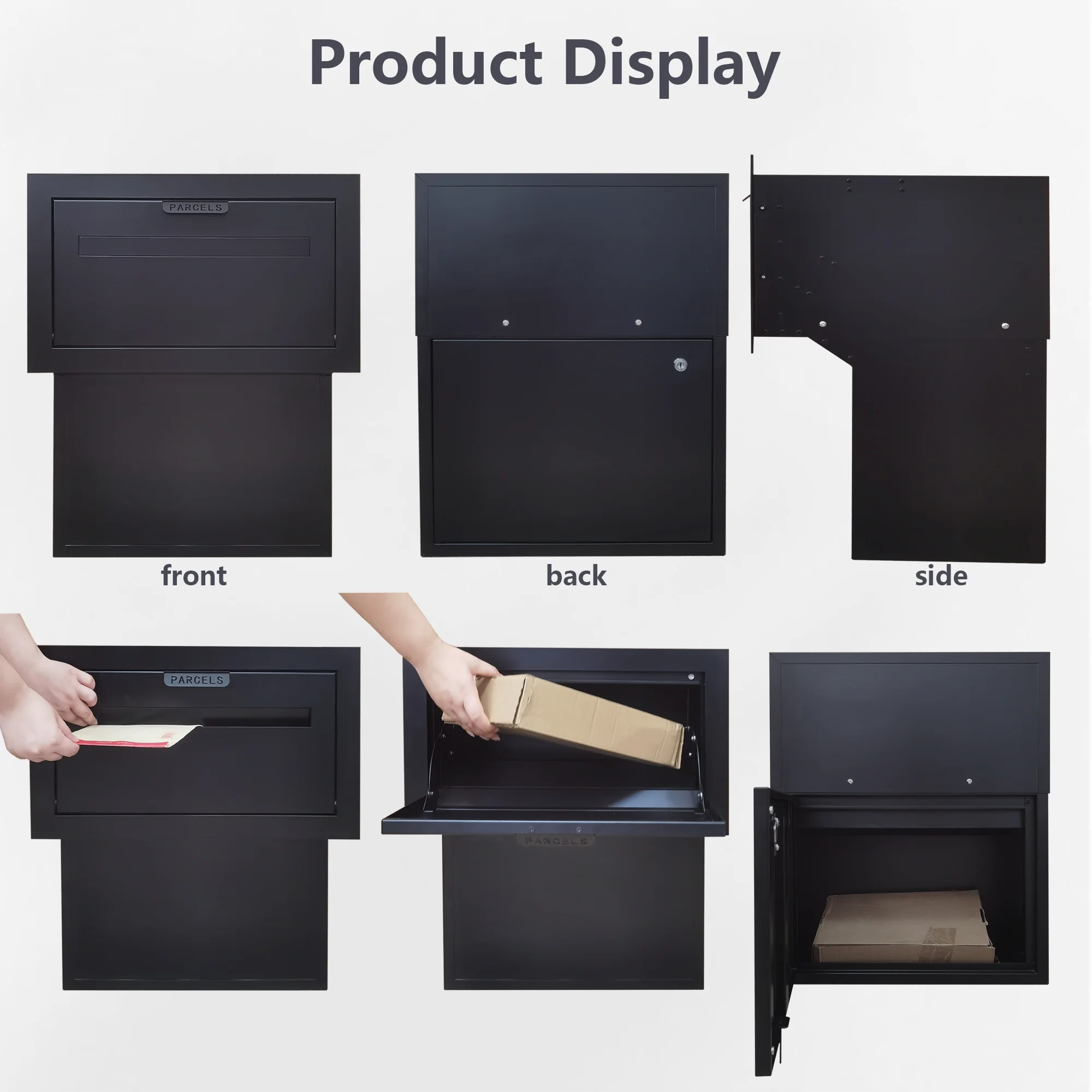 Wall Mounted Parcel Delivery Box Through Wall Lockable Metal Package Drop Box Secure Outdoor Mailbox For Home Office Use