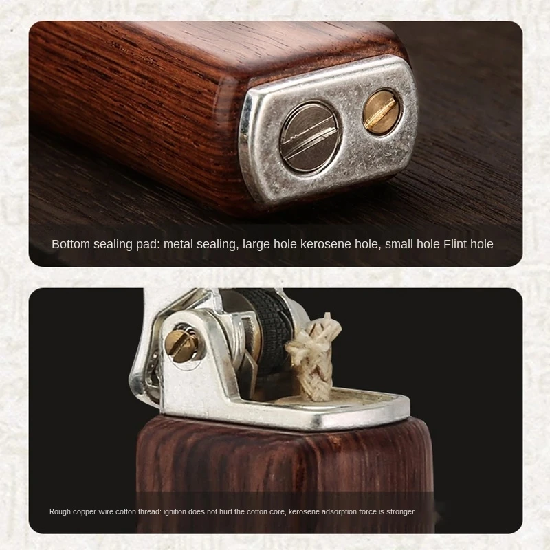 HONEST Retro Vintage Wooden Kerosene Lighter Military Cap Ejection Ignition Fuel Grinding Wheel Flint Smoking Accessories Gadget