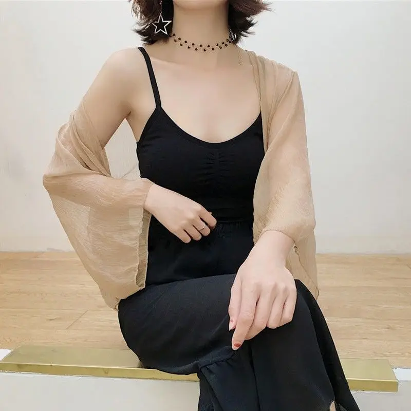 

Летняя коллекция 2023: Ультра-легкая солнцезащитная одежда с длинными рукавами из тонкого полиэфирного волокна, модная женская шифоновая блузка