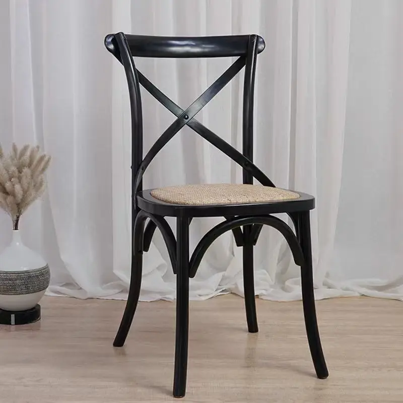 Retro coffee shop dining chair, commercial solid wood back chair