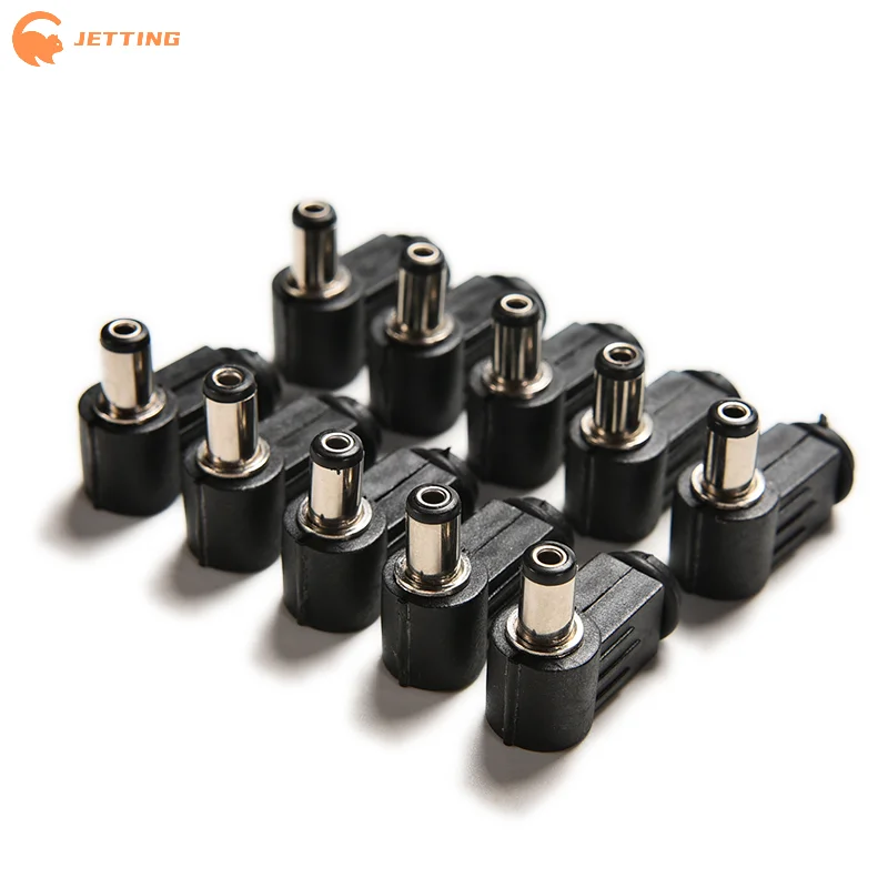 (New) 10Pcs Right Angle 2.1x5.5mm 2.1mm DC Power Male Plug Soldering Connector Black