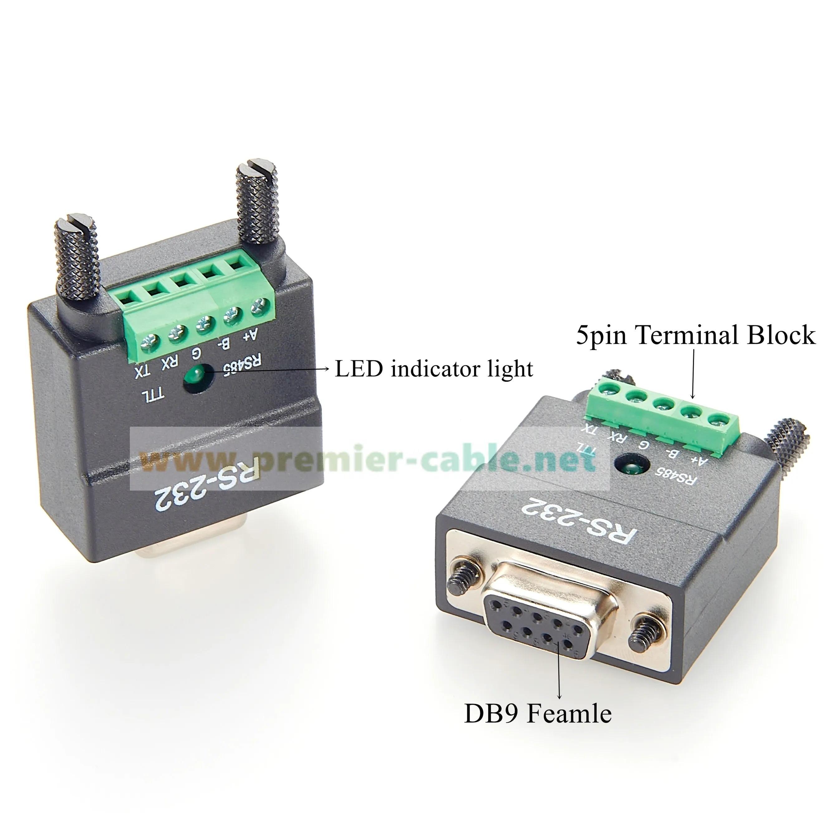 RS232 to RS485 TTL 2-in-1 Converter D-Sub 9Pin DB9 Female To 5pin Terminal Block RS232 to TTL RS232 to RS485 Serial Adapter