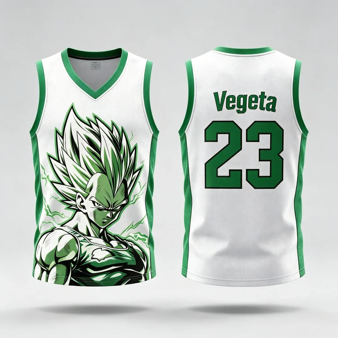 26Dragon Ball Vegeta Super Saiyajin # 23 Basketball-Trikotweste, atmungsaktive Sportbekleidung mit Anime-Motiv, Streetwear für Eltern und Kinder – Detail 16