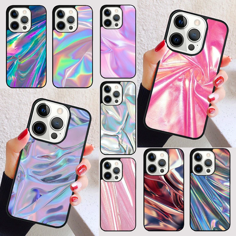 Iridescent Holographic Art cover For iPhone 15 16 13 12 11 14 Pro Max Mini Max SE 2020 7 8 6S Plus Phone Case